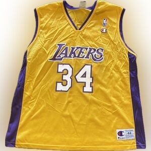 Vintage 90s Champion LA Los Angeles Lakers Shaq O’Neal Jersey Mens 44 Large